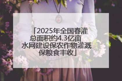 2025年全国春灌总面积约4.3亿亩 水网建设保农作物灌溉 保粮食丰收